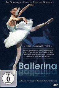 Cover der Dance Line-Dokumentations-DVD „Mouna Ballerina“. Das Bild zeigt eine Ballerina in einem weißen Kostüm bei einem Auftritt auf der Bühne des Mariinsky-Theaters. Der Text enthält DVD-Details und besondere Features, wobei der Titel „Mouna Ballerina“ deutlich sichtbar unten zu sehen ist.