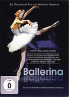 Eine Ballerina in einem weißen Tutu tanzt auf Spitzenschuhen vor einem dunklen Hintergrund. Der Text wirbt für die Mouna-DVD „Mouna Ballerina“ von Mouna, die ein exklusives Poster mit Porträts von Tänzern des Mariinsky-Theaters enthält.